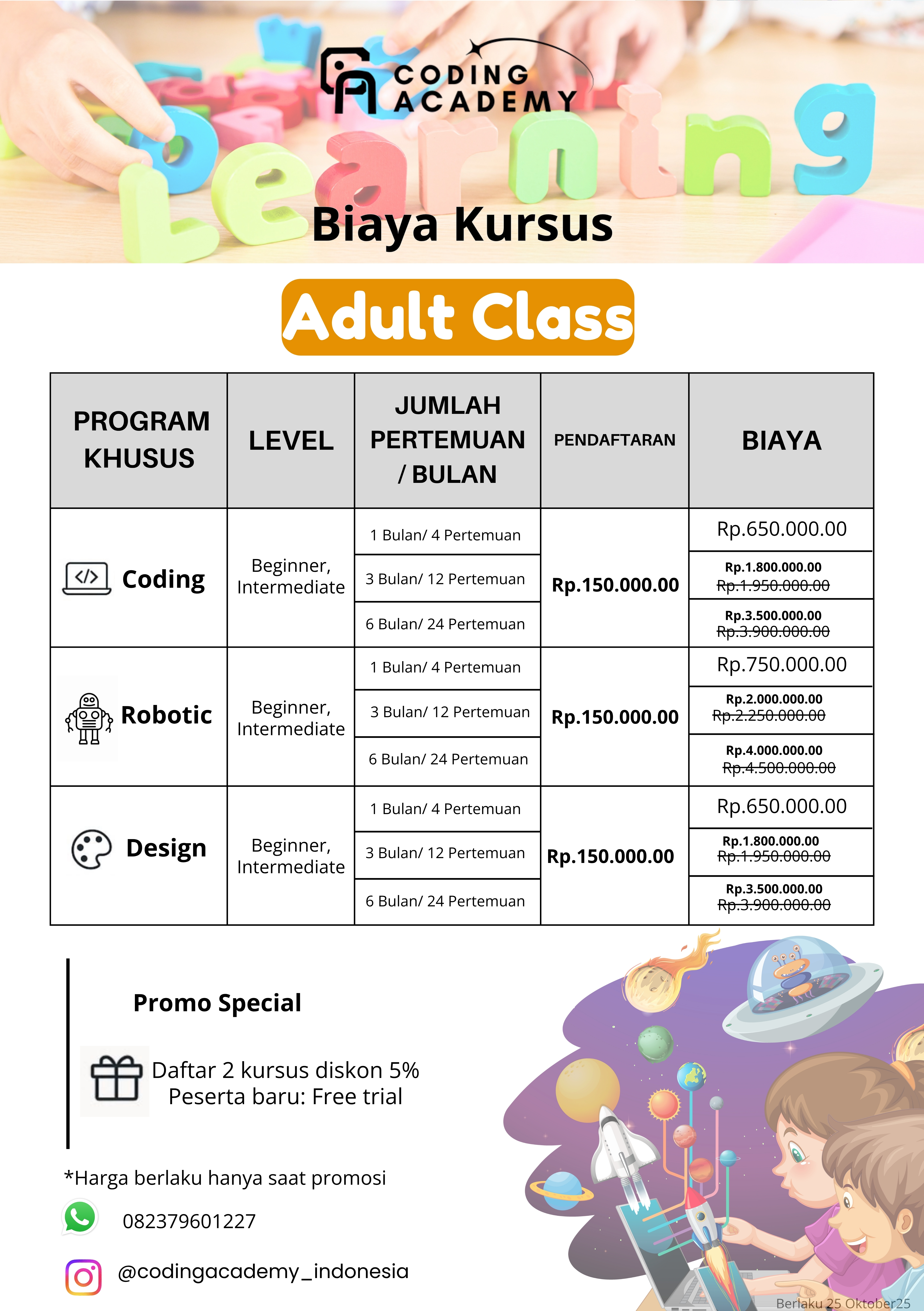 Biaya Kursus Reguler Offline